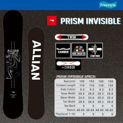 アライアン スノーボード ALLIAN PRISM INVISIBLE 24-25 プリズム インヴィシブル メンズ SNOWBOARD キャンバー  フリースタイル パーク ツインチップ | GOLGODA