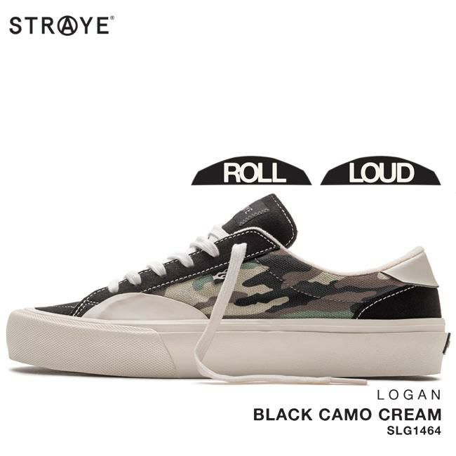 ストレイ スニーカー STRAYE LOGAN / BLACK CAMO CREAM(SLG1464) スケート シューズ