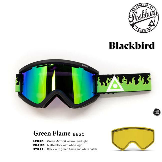 スノーボードゴーグル アシュベリー ASHBURY BLACKBIRD GREEN FLAME 22-23 メンズ レディース